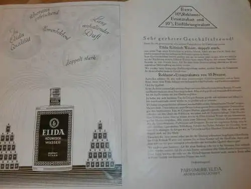 ELIDA - Kölnisch Wasser - ca. 1925 , Parfüm , Eau de Cologne , Katalog , Prospekt , Reklame / Werbung !!!