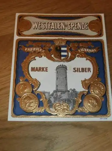 Westfalen-Spende - Marke Silber , ca. 1930 , Tabak , Zigarren , Cigarren , Reklame / Werbung , altes Dokument !!!