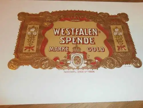 Westfalen-Spende - Marke Gold , ca. 1930 , Tabak , Zigarren , Cigarren , Reklame / Werbung , altes Dokument !!!