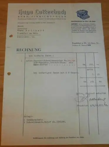 Büro-Einrichtungen - Hugo Lotterbach in Frankfurt a. Main , 1939 , Werbung / Reklame , altes Dokument !!!