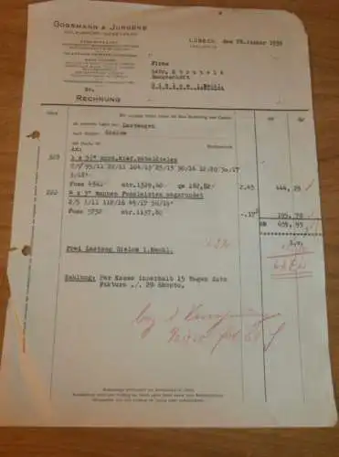 Hobelwerk - Gossmann & Jürgens in Lübeck , 1939 , Holzbau , Reklame / Werbung , altes Dokument !!!