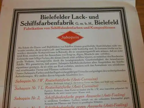 Lack- und Schiffsfarbenfabrik Bielefeld , 1935 , Lacke , Reklame / Werbung , Maler , Malerei , altes Dokument !!!