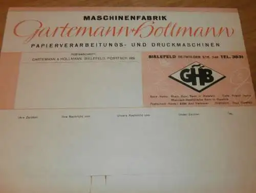 Maschinenfabrik - Gartemann & Hollmann in Bielefeld , 1935 , Werbung / Reklame , altes Dokument !!!