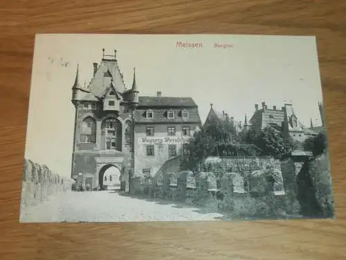 alte AK - Meissen , 1910 , Burgtor , Weinschänke Wagner , Meißen , Ansichtskarte !!
