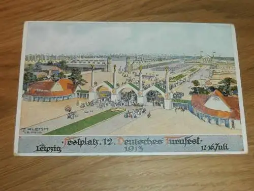 alte AK - Turnfest Leipzig , 1913 , Fest-Postkarte , Turnen , Sport , Leichtathletik , Ansichtskarte !!