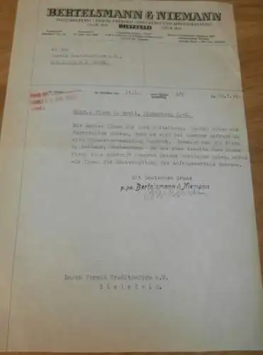 Weberei - Bertelsmann & Niemann in Bielefeld , 1936 , alte Rechnung , altes Dokument !