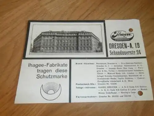 alte Karte - Ihagee - Kamerawerk in Dresden , 1928 , Postkarte , Fabrik , Kamera , altes Dokument  !!