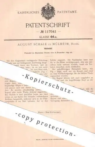 original Patent - August Schalk , Mülheim / Ruhr | 1899 | Hutnadel | Nadel , Nadeln , Hut , Hüte , Modist , Hutmacher !