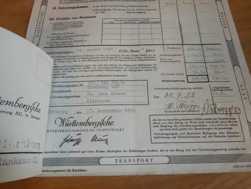 Versicherung für Hanomag , 1952 , Hans Kremer in Kitzingen , Nürnberg , Württembergische Versicherung - Hanns Taupp