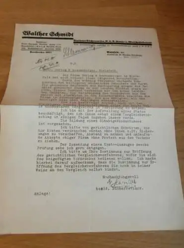 Bücherrevisor - Walther Schmidt in Bielefeld , 1930 , Döring & Bezzenberger in Bielefeld , altes Dokument !!!