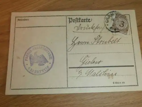 Preuss. Oberförsterei in Grammentin i. Pommern , 1924 , Forst , Jagd , mit Marke , altes Dokument !!