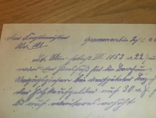 Preuss. Oberförsterei in Grammentin i. Pommern , 1924 , Forst , Jagd , mit Marke , altes Dokument !!