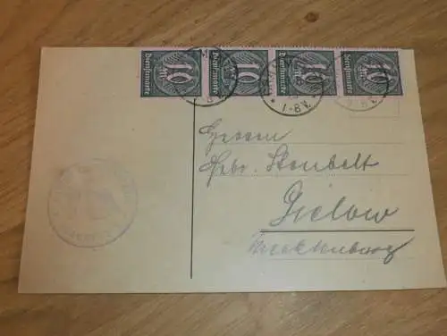 Oberförsterei in Grammentin i. Pommern , 1923 , Forst , Jagd , mit Marken , altes Dokument !!