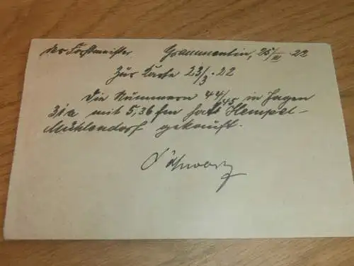 Oberförsterei in Grammentin i. Pommern , 1922 , Forst , Jagd , altes Dokument !!