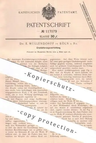original Patent - Dr. E. Müllendorf , Köln / Rhein | 1900 | Erschütterungsvorrichtung | Zentrifugalkraft , Zentrifuge