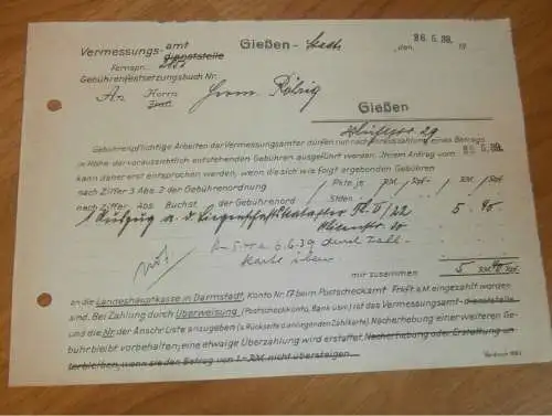 Vermessungsamt in Gießen , 1939 , Reklame , Giessen , altes Dokument !!!
