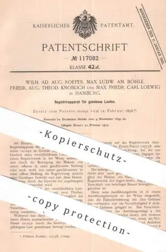 original Patent - Wilh. Ad. Aug. Roeper , Max L. Am. Bohle , Fr. Aug. Th. Knoblich , Max Friedr. Carl Loewig | Lasthaken