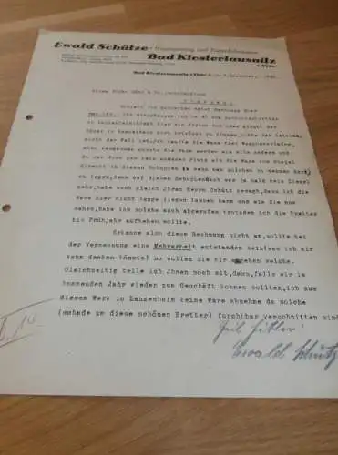 Holzhandel - Ewald Schütze in Bad Klosterlausitz , 1938 , altes Dokument !!