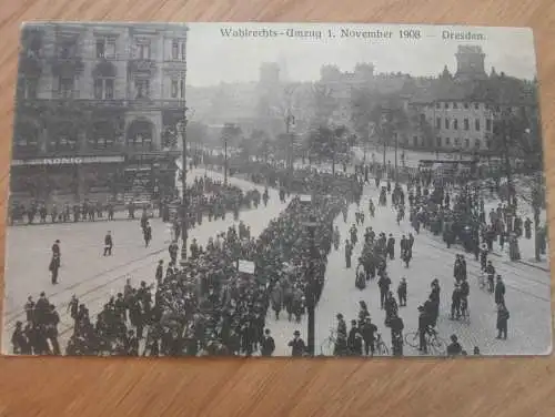 alte AK - Dresden , 1908 , Wahlrechts-Umzug , Ansichtskarte !!!