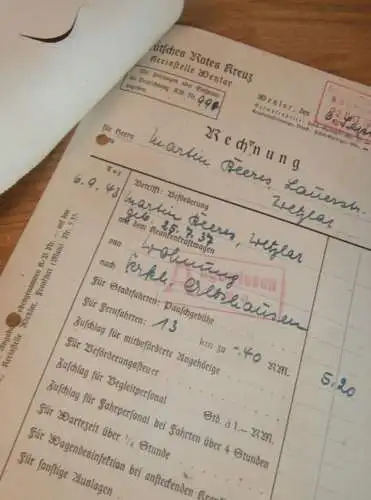 Krankenhaus Wetzlar , 1943 , Martin Beeres in Wetzlar , DRK , altes Dokument !!!