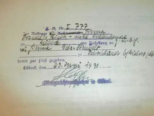 Eisen- und Kohlenhandel Possehl in Lübeck , 1939 , Pfändung , Beckergrube , altes Dokument !!!