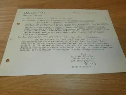 Einkauf Schweine , 1943 , Strafe gegen Müller Hermann Schütz in Niederkleen b. Langgöns , Landrat Wetzlar !!