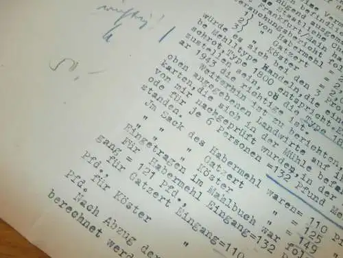 alte Akte - Untersuchung in Mühle von Hermann Schütz in Niederkleen b. Langgöns , 1943 , Rechtenbach , Polizei , Wetzlar