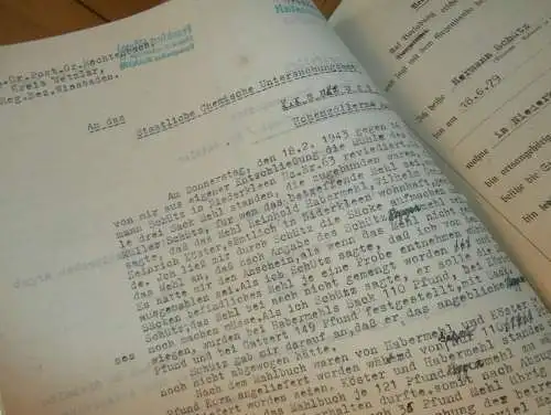 alte Akte - Untersuchung in Mühle von Hermann Schütz in Niederkleen b. Langgöns , 1943 , Rechtenbach , Polizei , Wetzlar