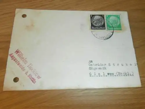 Wilhelm Hoddow in Augustwalde b. Stettin , 1939 , Wielgowo , Kr. Naugard , Postkarte , altes Dokument !