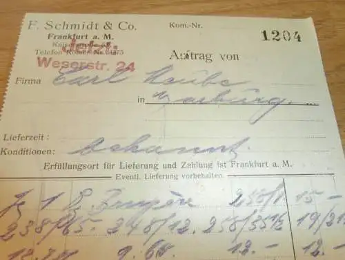 F. Schmidt & Co in Frankfurt a.M. , 1929 , altes Dokument !!
