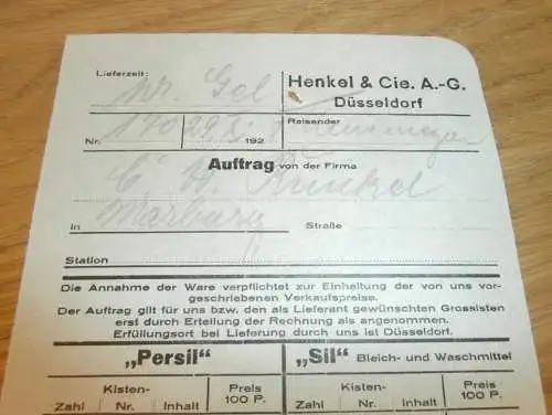 Henkel & Cie. AG in Düsseldorf , 1929 , Persil , Sil , Henko , Ata , Gutso , altes Dokument !!