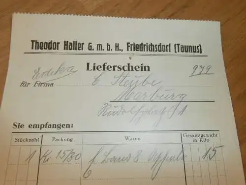 Theodor Haller GmbH in Friedrichsdorf / Taunus , 1935 , alte Rechnung , altes Dokument !