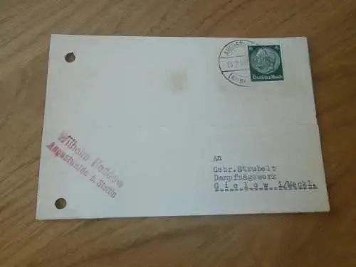 Wilhelm Hoddow in Augustwalde b. Stettin , 1939 , Wielgowo , Kr. Naugard , Postkarte , altes Dokument !
