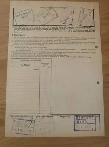 Deutsche Reichsbahn in Gießen , 1939 , alter Frachtbrief , Stempel , Reklame , Giessen , altes Dokument !