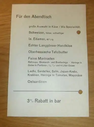 Käse , Butter und Fisch - Richard Grunewald in Gießen , 1938 , Reklame , Giessen , altes Dokument !