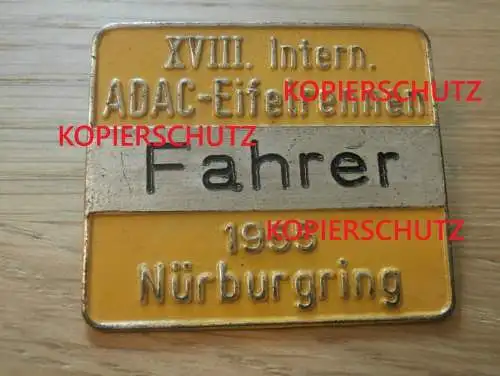 18. Eifelrennen Nürburgring 1955, Fahrer - Plakette von Rennfahrer Kurt Maul - DDR-Meister , Motorsport , Motorradrennen
