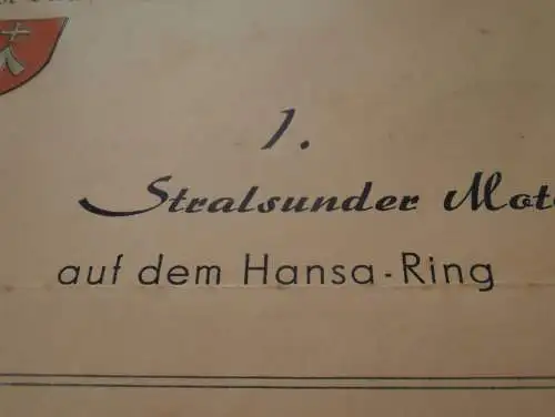 1. Stralsunder Motorradrennen 1949 , Rennfahrer Kurt Maul - DDR-Meister , Hansa-Ring Stralsund , Rennsport , DDR !!!