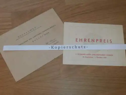 Dessauer Motorradrennen 1950 , Ehrenpreis an Rennfahrer Kurt Maul - DDR-Meister, ADMV , Strassenrennen , Rennsport , DDR