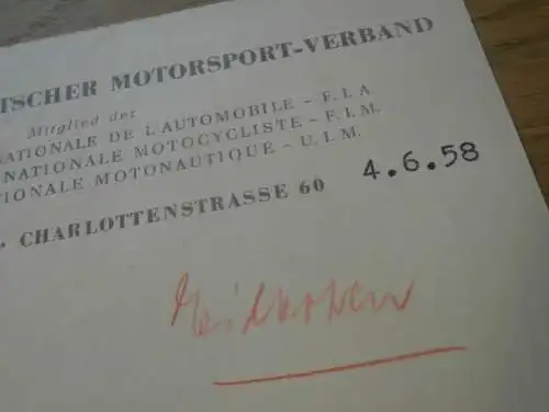 ADMV an Rennfahrer Kurt Maul - DDR-Meister im Motorradrennen ,1958 , Eifelrennen , Ecce-Homo , Rennsport , DDR !!