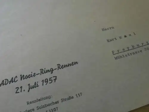 ADAC Noris-Ring an Rennfahrer Kurt Maul - DDR-Meister im Motorradrennen ,1957 , ADMV , Nürnberg , Rennsport , DDR