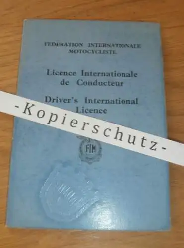 Ausweis / int. FIM Lizenz von Kurt Maul DDR-Meister im Motorradrennen , 1959 , ADMV , Rennsport , DDR !!