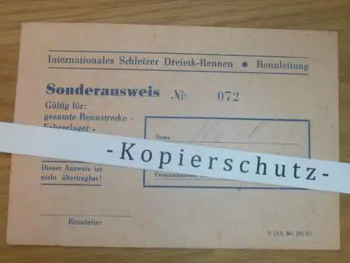 Schleizer Dreieck-Rennen - Sonderausweis v. Kurt Maul DDR-Meister im Motorradrennen - , Schleiz , ADMV , Rennsport , DDR