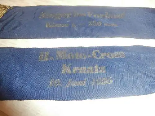 2. Moto Cross Kraatz , 10.06.1956 , 1. Platz 250ccm , Siegerschleife , Motocross , Motorsport , DDR !!!!
