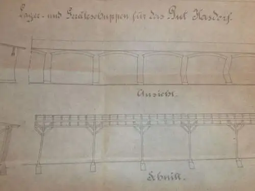 Gut Kastorf b. Knorrendorf i. Mecklenburg , 1934 , alter Plan , Gutshaus , Architektur , ca. 535 x 435 mm !!