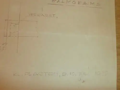 Siedlung Klein Plasten i. Mecklenburg , 1935 , alter Plan , b. Waren Müritz , Scheune , Architektur , ca. 400x335 mm