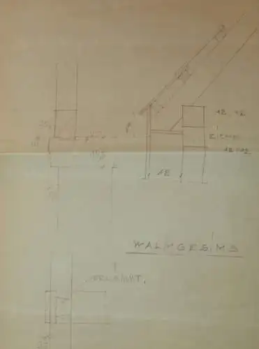 Siedlung Klein Plasten i. Mecklenburg , 1935 , alter Plan , b. Waren Müritz , Scheune , Architektur , ca. 400x335 mm