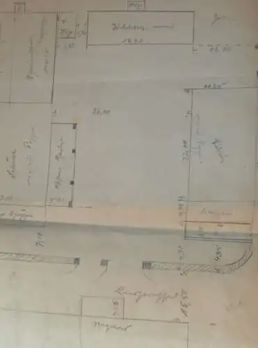 Siedlung Klein Plasten i. Mecklenburg , 1935 , alter Plan , b. Waren Müritz , Scheune , Architektur , ca. 400x335 mm