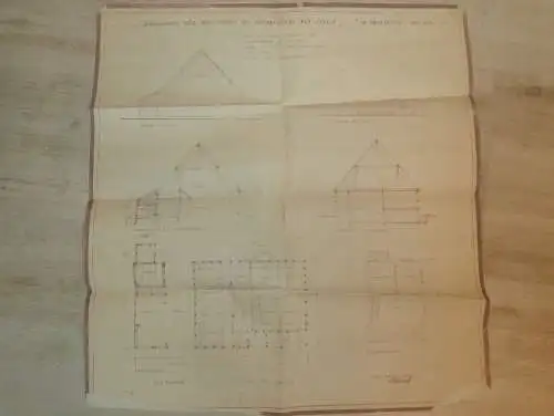Siedlung Faulenrost i. Mecklenburg , 1934 , alter Plan , b. Waren Müritz , Neubau Scheune , Architektur , ca. 590x530 mm