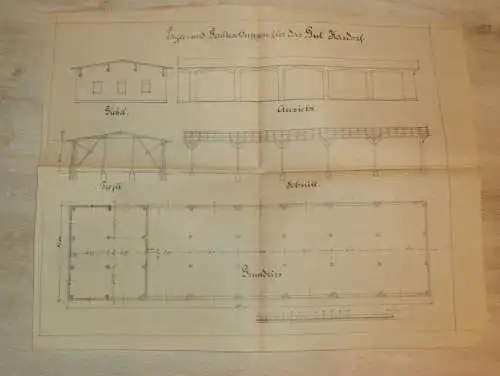 Gut Kastorf b. Knorrendorf i. Mecklenburg , 1934 , alter Plan , Gutshaus , Architektur , ca. 570 x 450 mm !!
