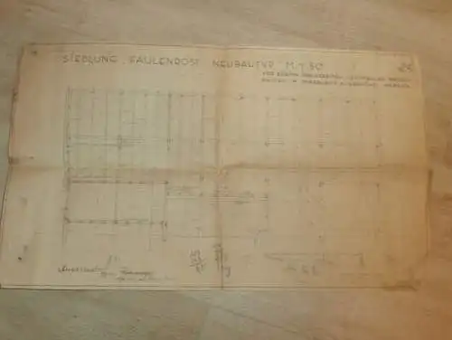 Siedlung Faulenrost i. Mecklenburg , 1934 , alter Plan , b. Waren Müritz , Neubau Scheune , Architektur , ca. 600x355mm